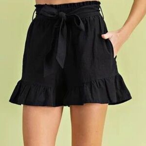 Los Angeles Atelier & Other Stories black Wrap 100% linen mini skirt, Size Small